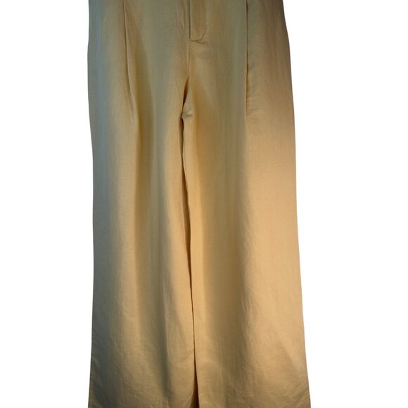 2/$30 ZARA XS Yellow High Rise Wide-Leg Linen & Cotton Blend Pants - Picture 6 of 16